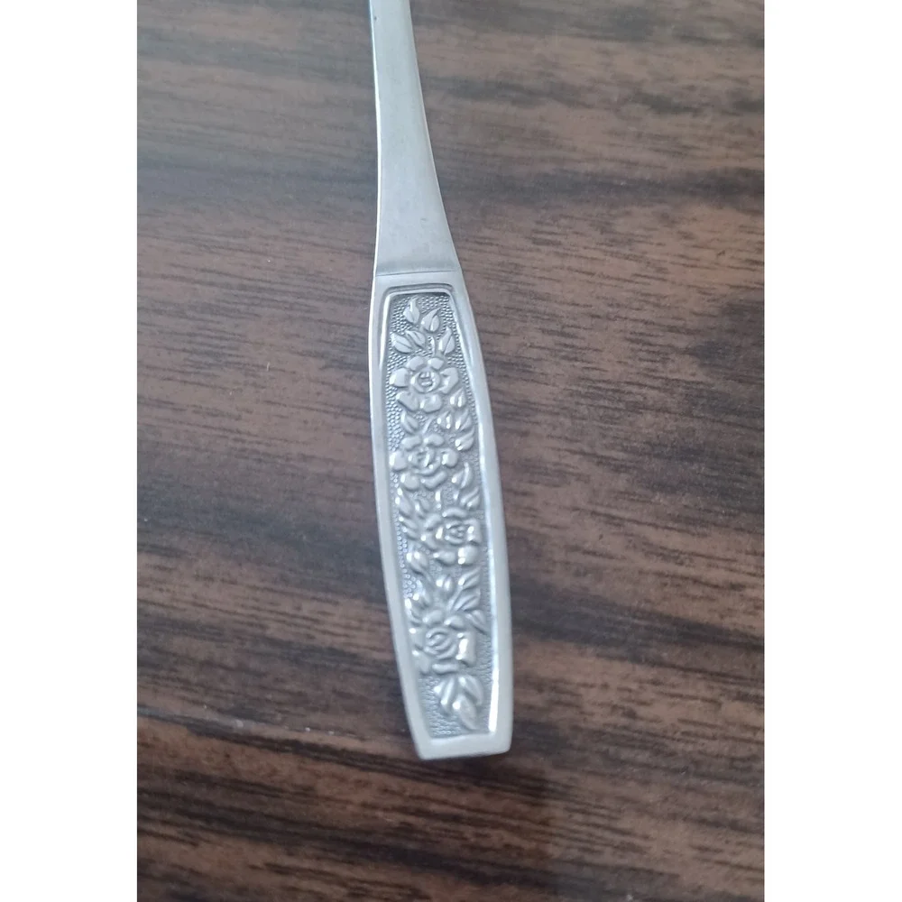 Customcraft Teaspoons Set of 4 6in Silver Floral Stainless Steel MCM Replacement